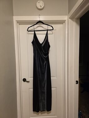 Free People Dusky Blue Velvet Maxi Slip Dress